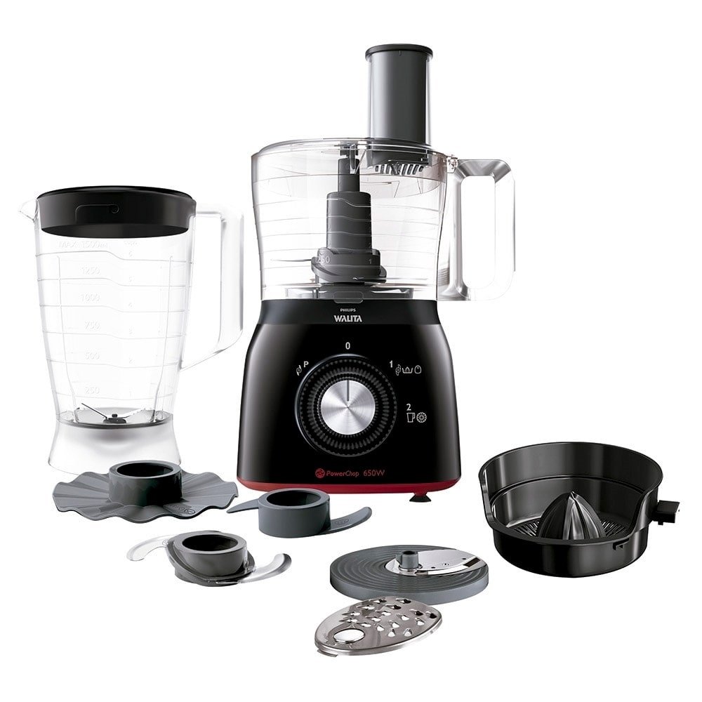 Processador de Alimentos Philips Walita RI7632 Viva Collection, 2 Velocidades + Pulsar, 650W, Preto/Vermelho, 220V