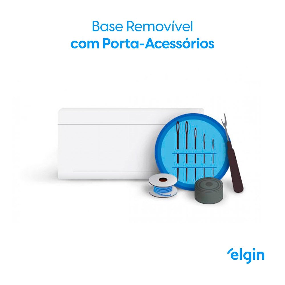 Máquina de Costura Elgin JX4035 Portátil Genius, Branco, 110V