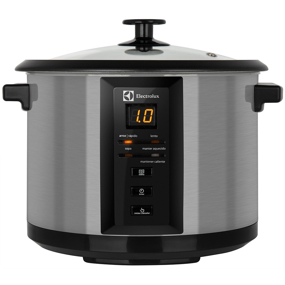 Panela Elétrica de Arroz Multifuncional Electrolux Chef ECC20 | 10 Xícaras, 1,8 Litros, Painel Programável, Inox, 110V