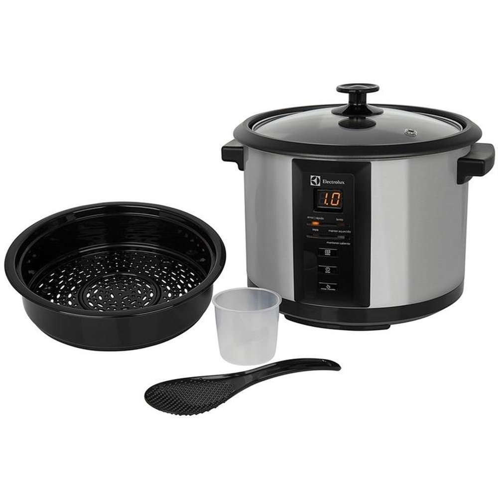 Panela Elétrica de Arroz Multifuncional Electrolux Chef ECC20 | 10 Xícaras, 1,8 Litros, Painel Programável, Inox, 220V