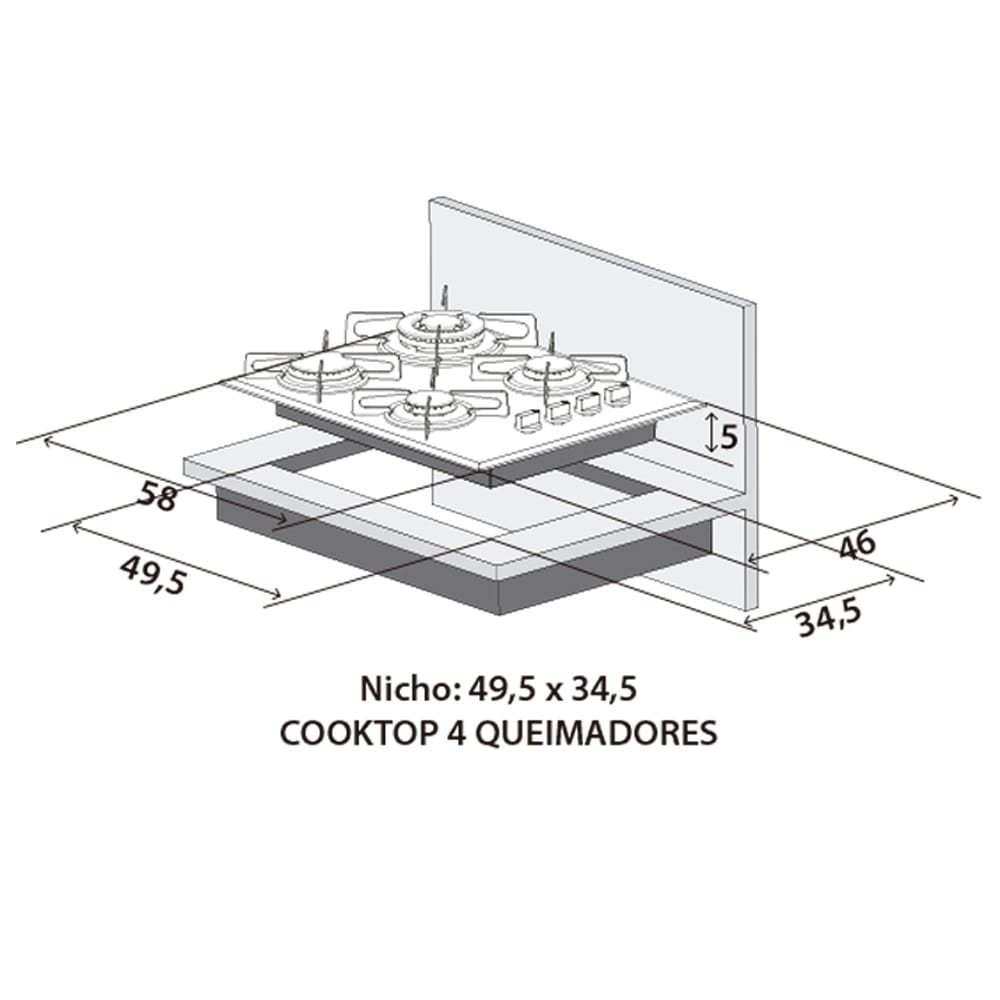 Cooktop a Gás 4 Bocas Philco Cook Chef, Preto, Bivolt