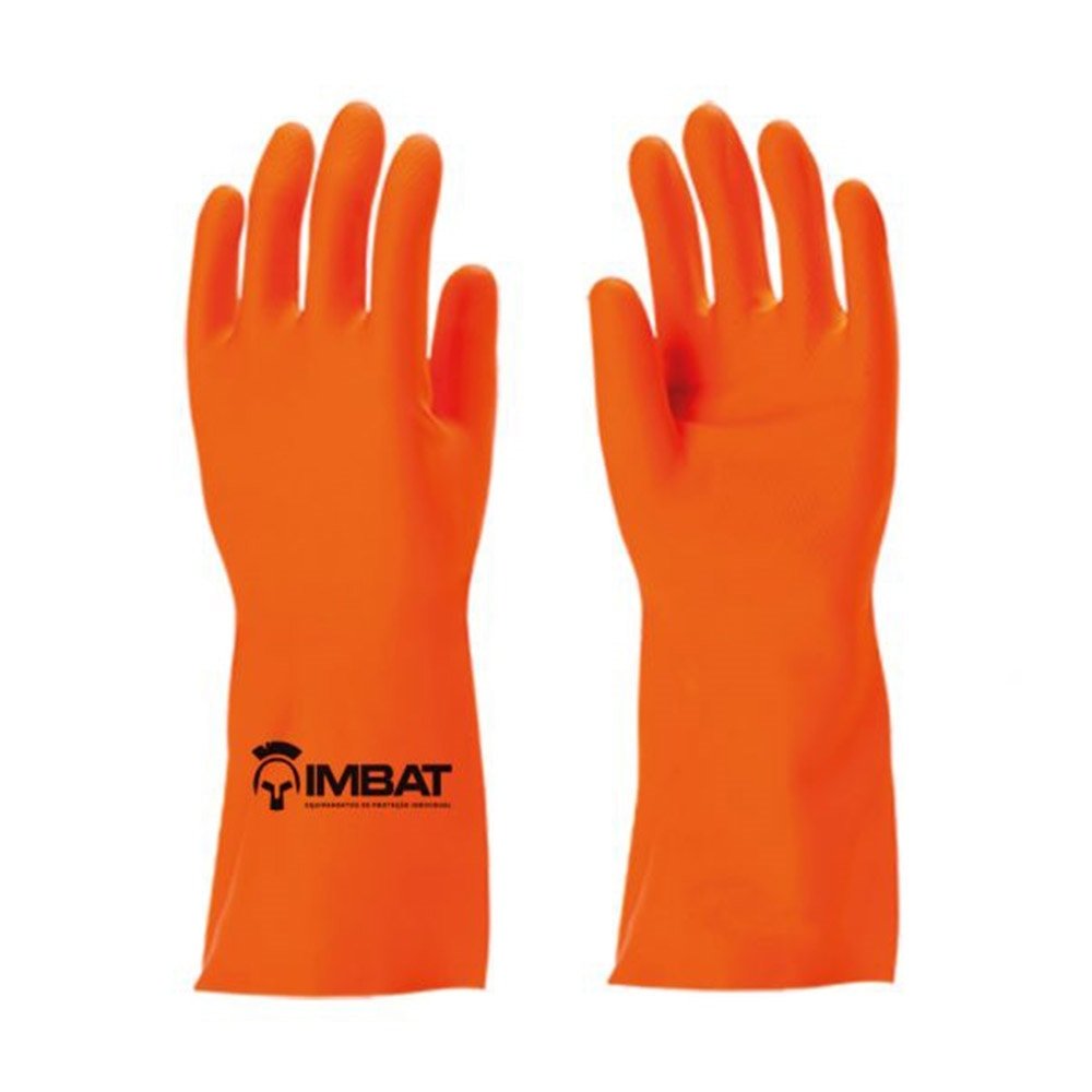 Luva Imbat Ultra Látex Forrada Reforçada Laranja Tamanho 8 - Embalagem com 1 Par