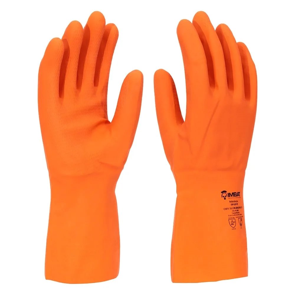 Luva Imbat Ultra Látex Forrada Reforçada Laranja Tamanho 10 - Embalagem com 1 Par