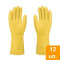 Luva Imbat Látex Forrada Multiuso Amarela Tamanho 7 - Embalagem com 12 Pares