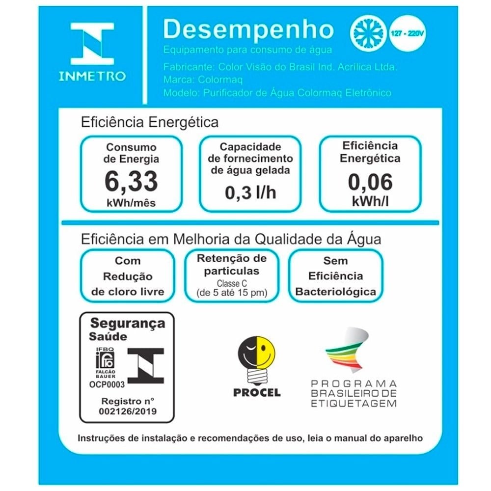 Purificador de Água de Mesa Colormaq Eletrônica, Branco, Bivolt