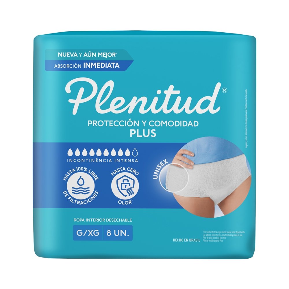 Roupa Íntima Plenitud Protect Plus Tamanho G/XG - 4 Pacotes com 8 Fraldas - Total 32 Tiras