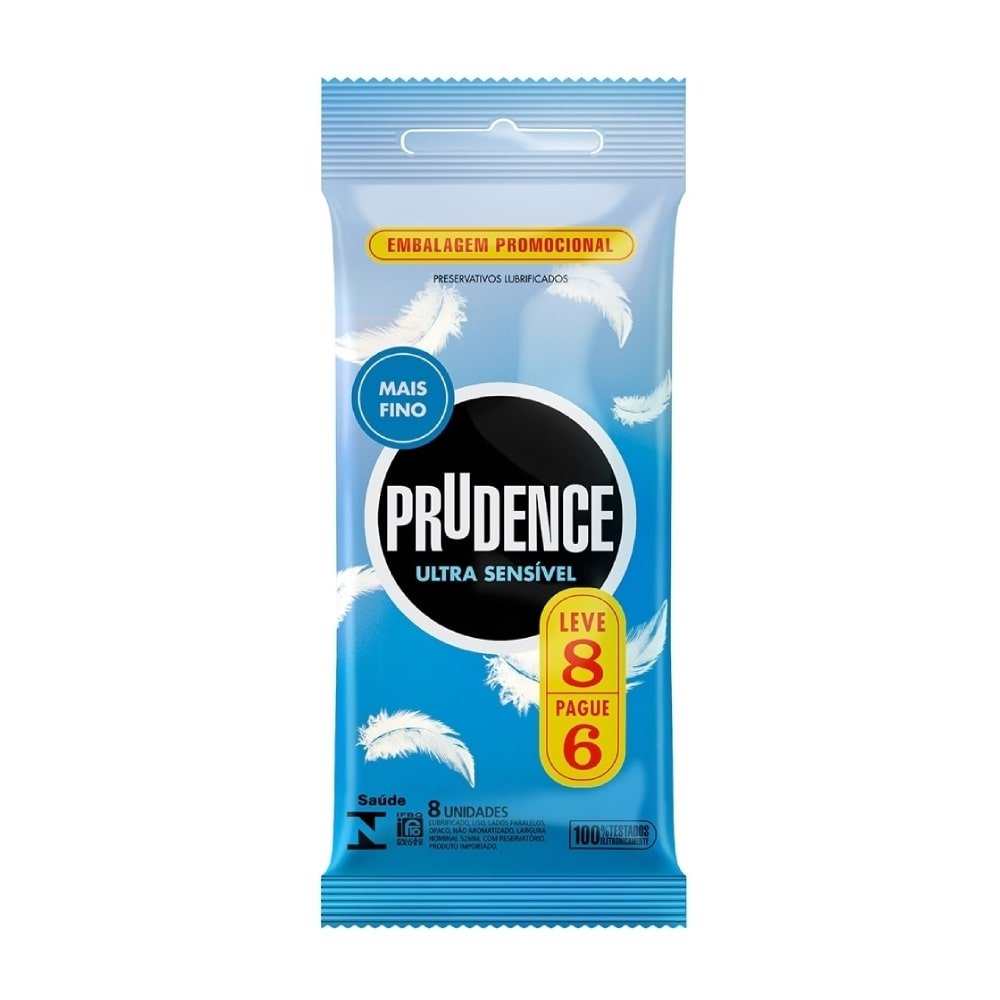 Preservativo Prudence Ultra Sensível - 6 Embalagens com 8 unidades - Promoção Leve 8 e Pague 6