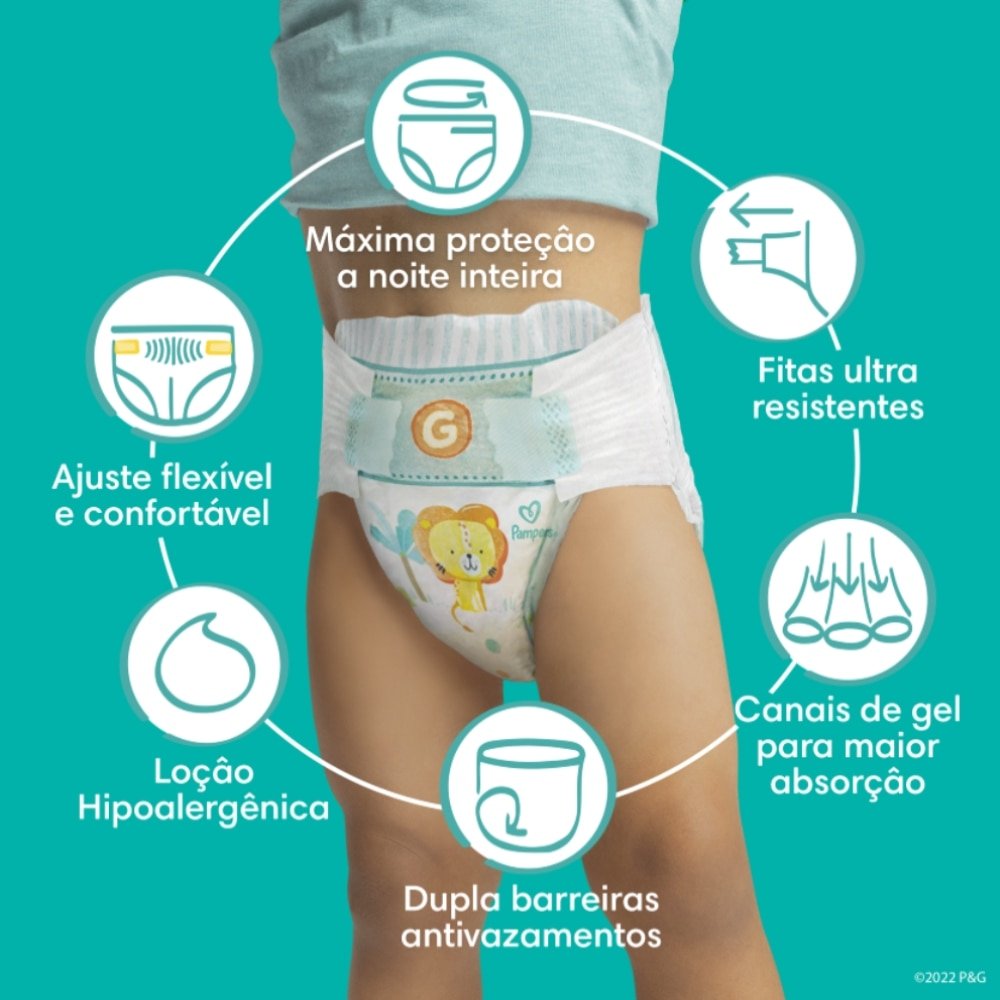Fralda Descartável Pampers Confort Sec Tamanho P - 3 Pacotes com 50 Fraldas - Total 150 Tiras