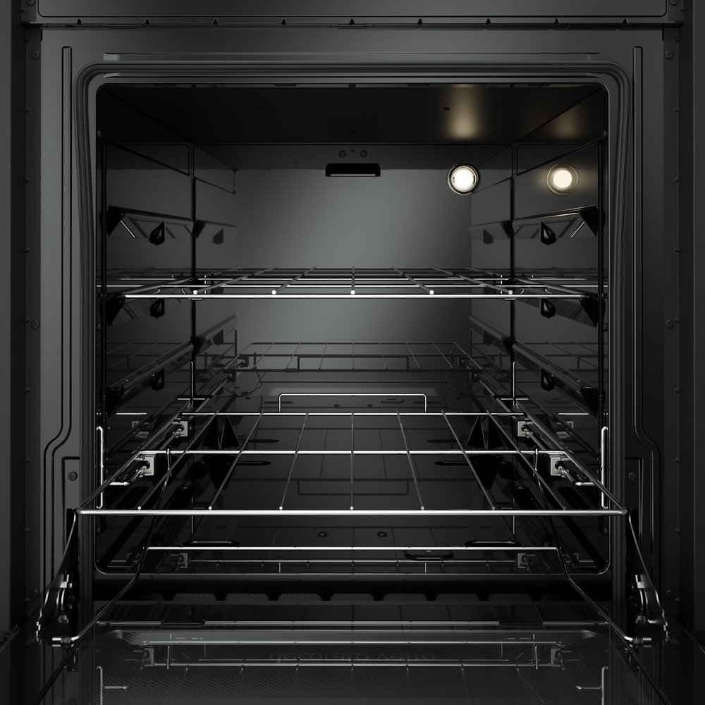 Fogão de Piso Mueller 4 Bocas Decorato Vetro - Mesa de Vidro, Acendimento Automático, Preto Fosco, Bivolt