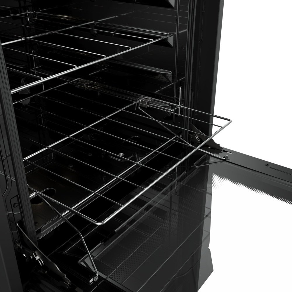 Fogão de Piso Mueller 4 Bocas Decorato Vetro - Mesa de Vidro, Acendimento Automático, Preto Fosco, Bivolt
