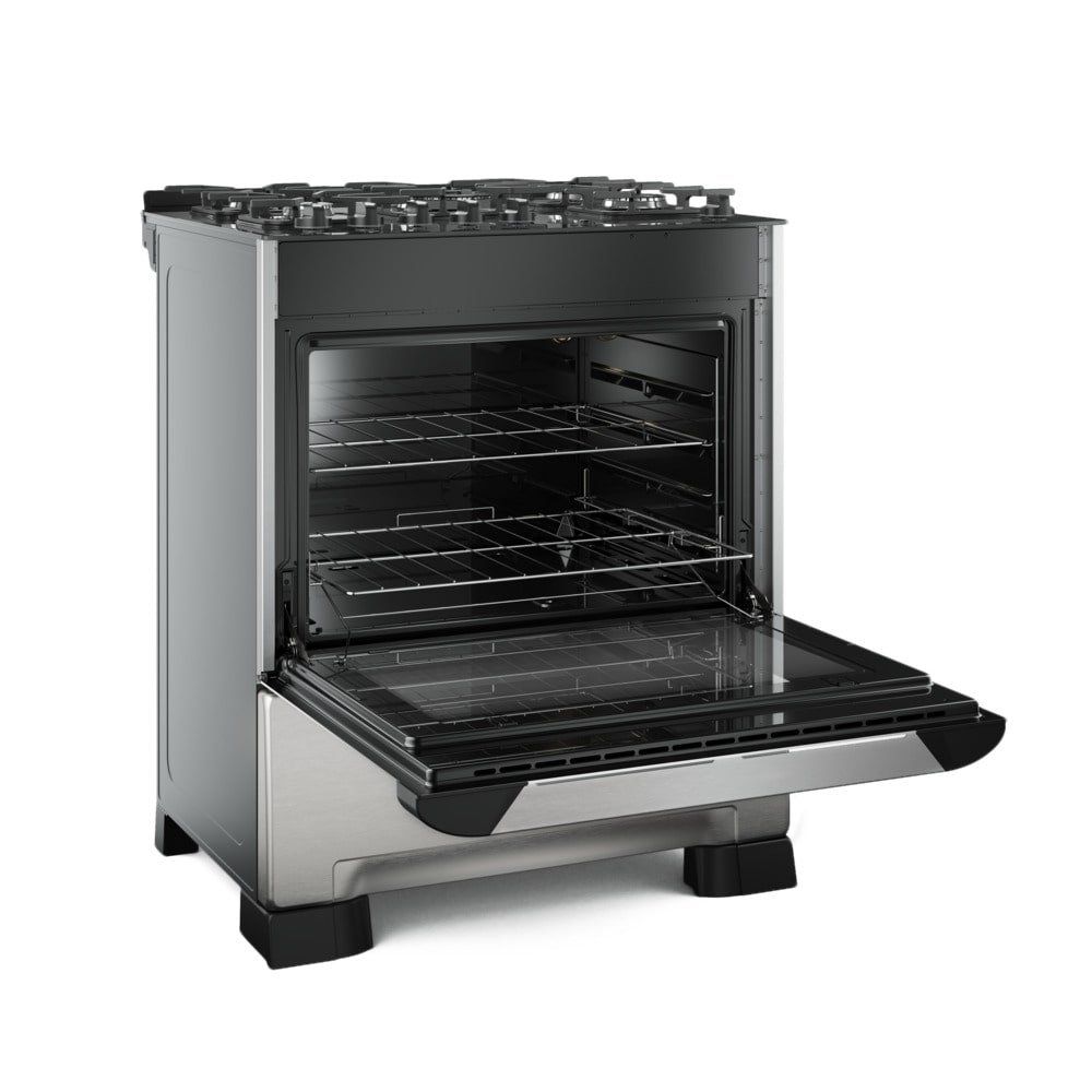 Fogão de Piso Mueller 5 Bocas Decorato Vetro, Mesa de Vidro, Acendimento Automático, Inox, Bivolt