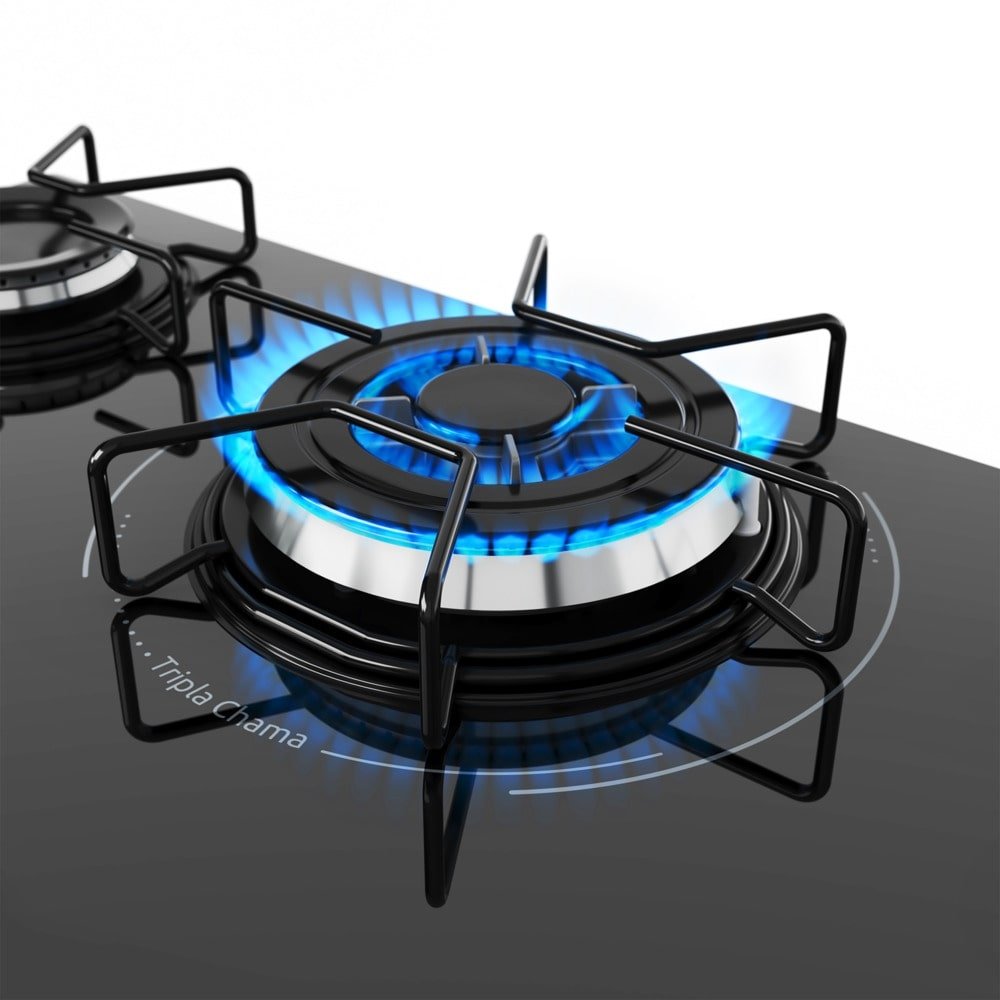 Cooktop a Gás Mueller 5 Bocas MCG135BG1, Mesa de Vidro, Acendimento Automático, Preto, Bivolt