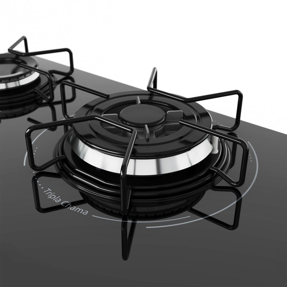 Cooktop a Gás Mueller 5 Bocas MCG135BG1, Mesa de Vidro, Acendimento Automático, Preto, Bivolt