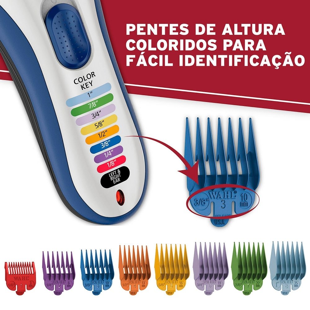 Kit Máquina de Cortar Cabelo Wahl + Aparador de Pelos Color Pro Cordless Wireless, Bivolt