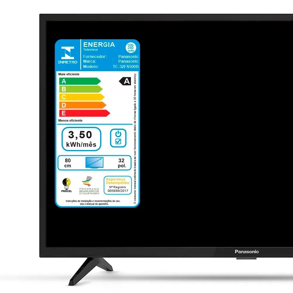 Smart TV LED 32" Panasonic TC-32JS500B HD com Wi-Fi 1 USB, 2 HDMI, 60Hz
