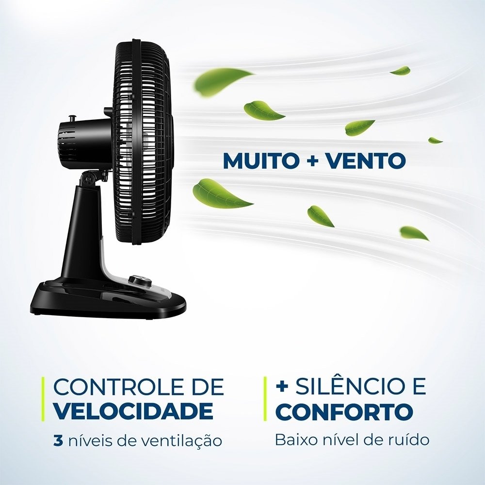 Ventilador de Mesa Mondial VTX-50 50cm, 8 Pás, 150W, Preto, 220V
