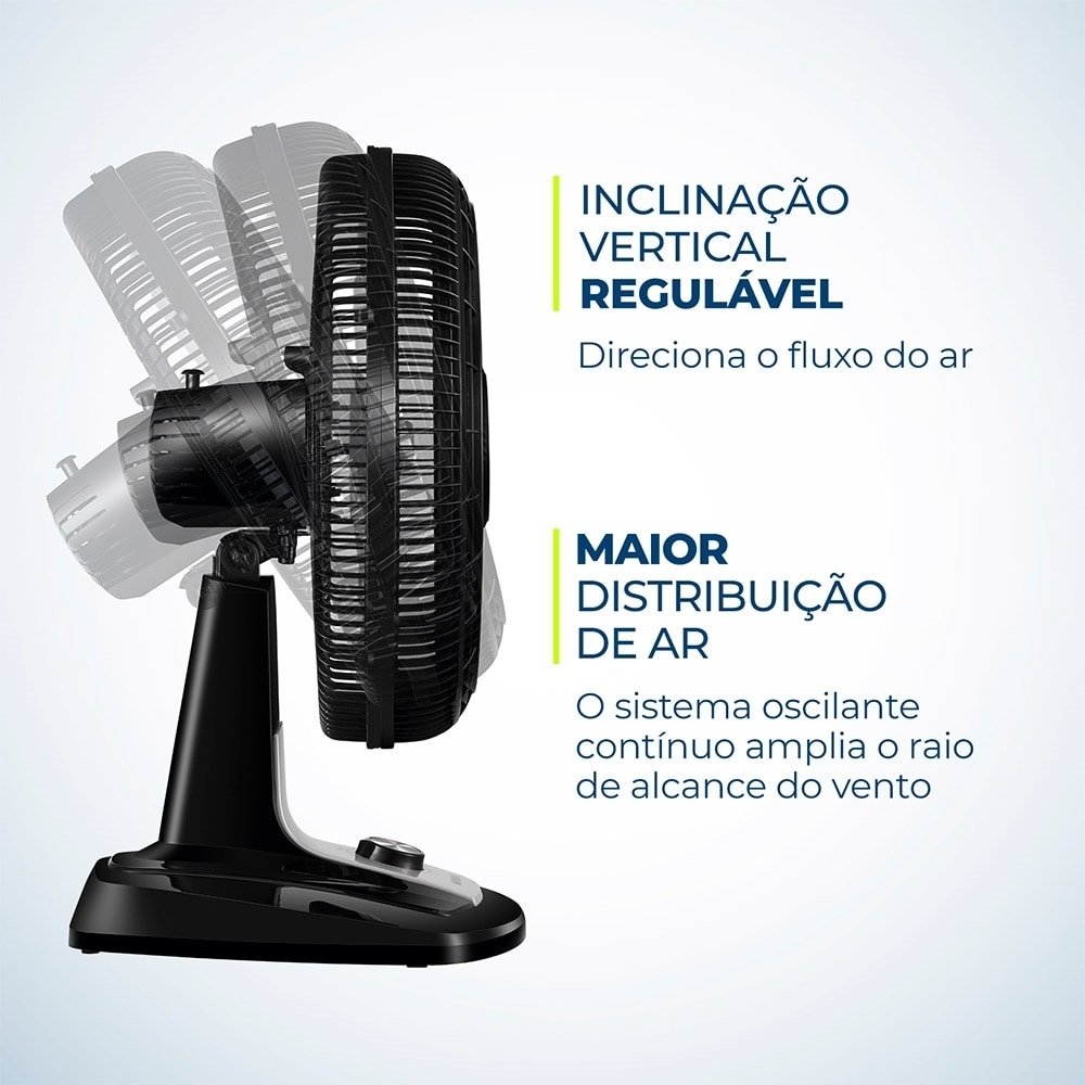 Ventilador de Mesa Mondial VTX-50 50cm, 8 Pás, 150W, Preto, 220V