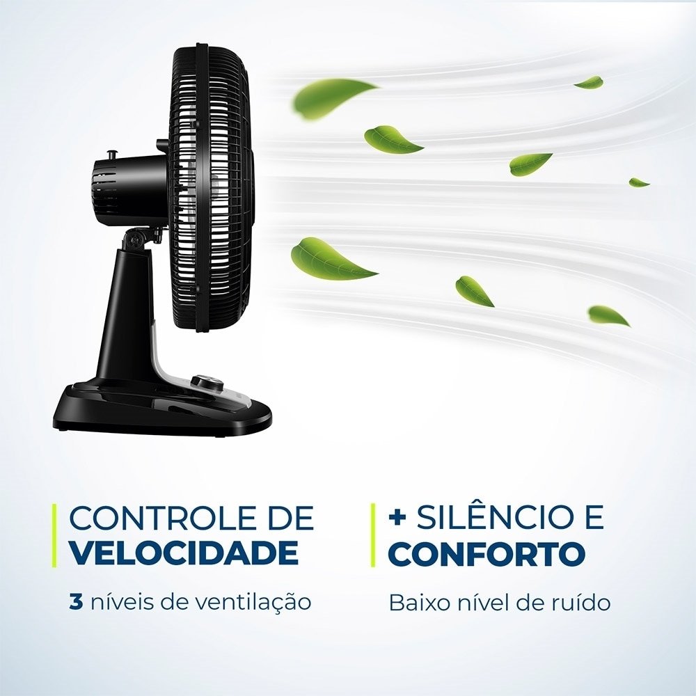 Ventilador de Mesa Mondial VTX-40 40cm, 8 Pás, 140W, Preto, 110V