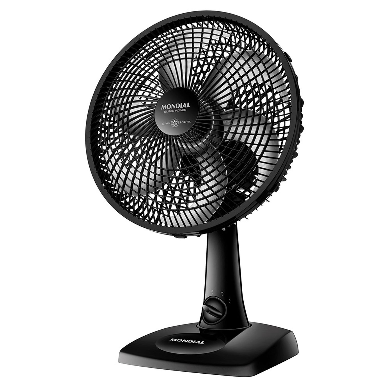 Ventilador de Mesa Mondial VSP-30-B Super Power - com 3 Velocidades, Modo Silencioso, Preto, 220V