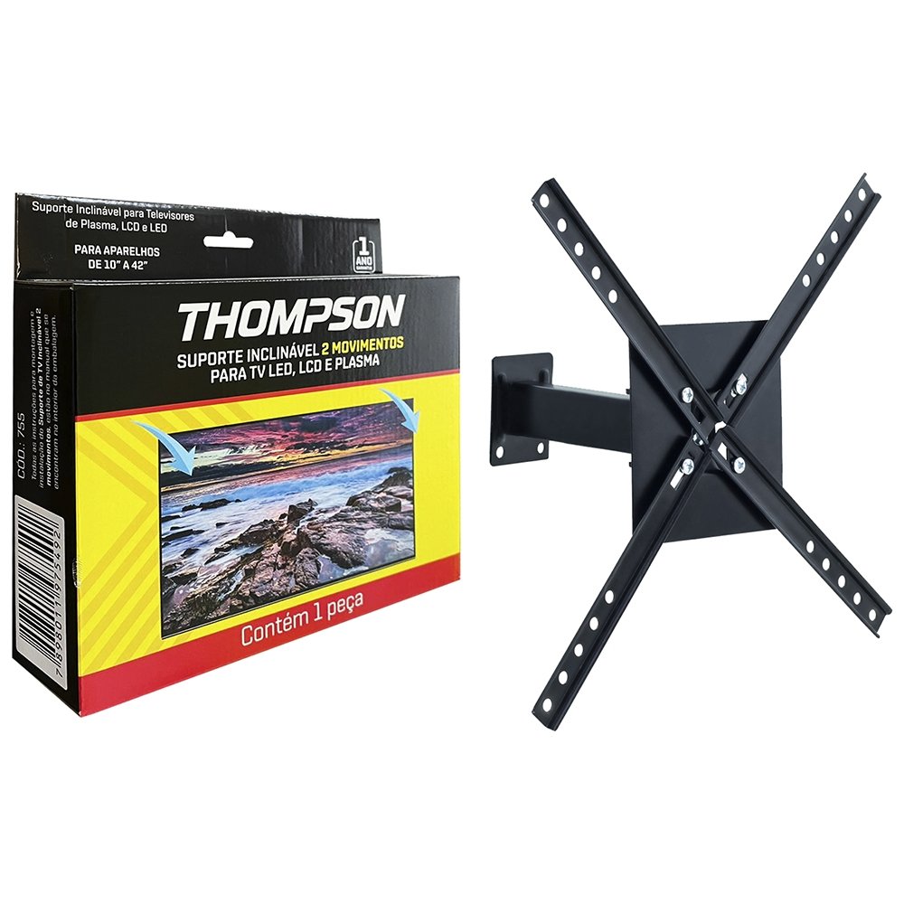Suporte TV Thompson Inclinado 10" a 42" 4 Movimentos Preto