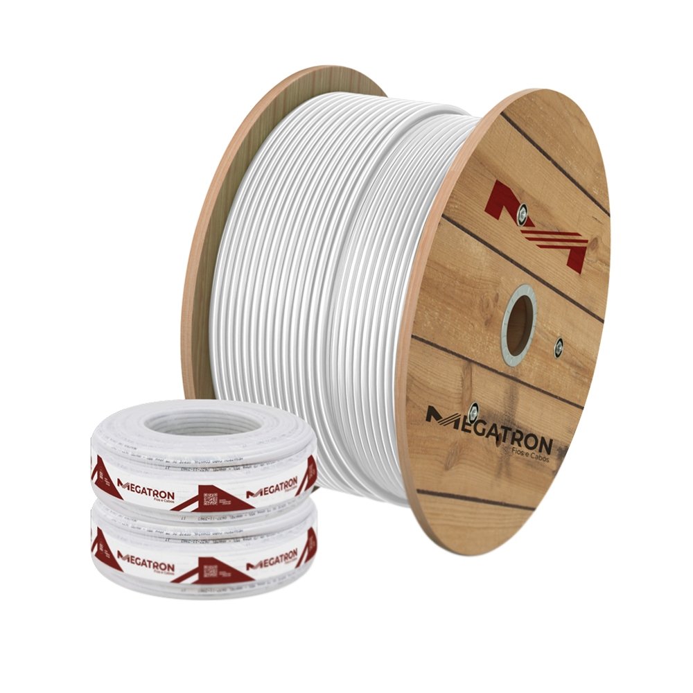 Cabo Megatron Coaxial 67% Malha 59 100m Branco