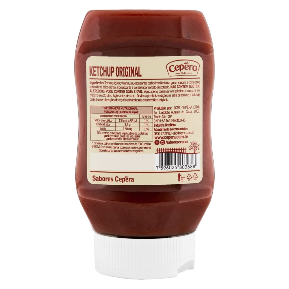 Ketchup Sabores Cepêra Original 400g - Embalagem com 12 Unidades