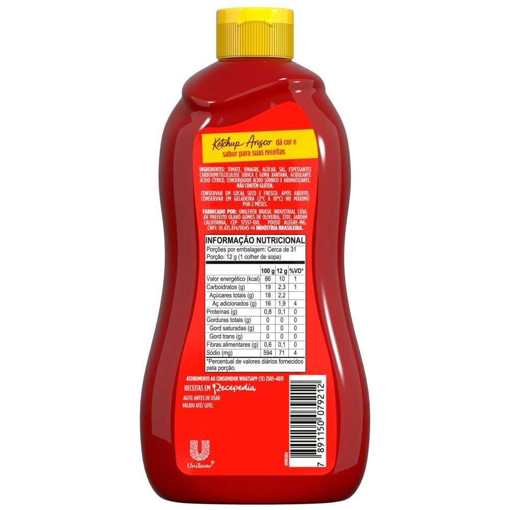 Ketchup Arisco 370g - Embalagem com 24 Unidades