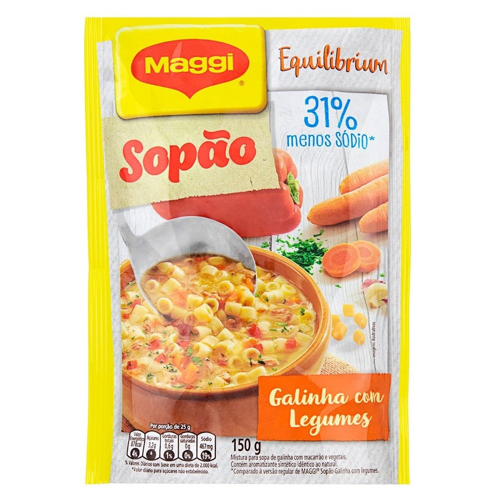 Sopão Maggi Galinha Menos Sódio, 150g - Embalagem com 24 Unidades