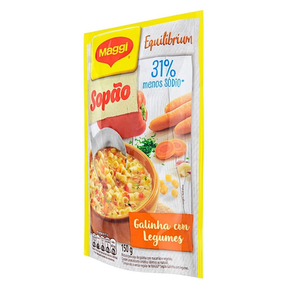Sopão Maggi Galinha Menos Sódio, 150g - Embalagem com 24 Unidades