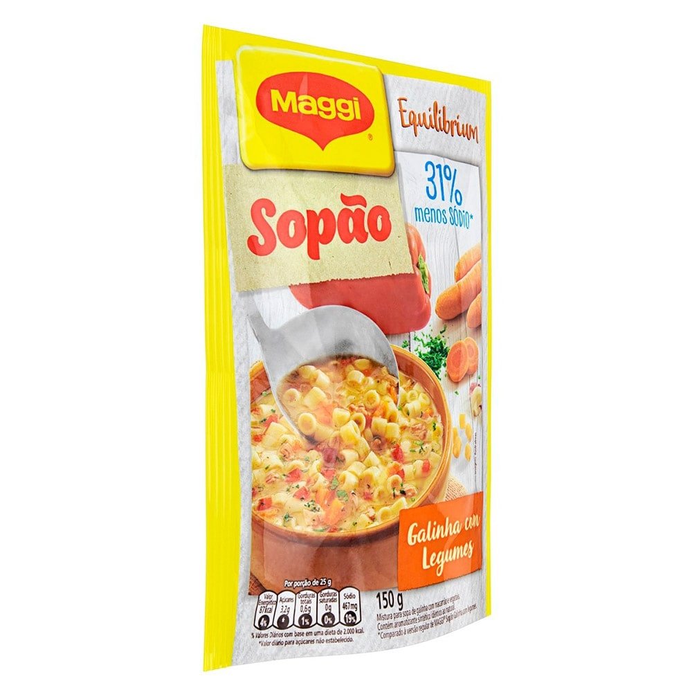 Sopão Maggi Galinha Menos Sódio, 150g - Embalagem com 24 Unidades
