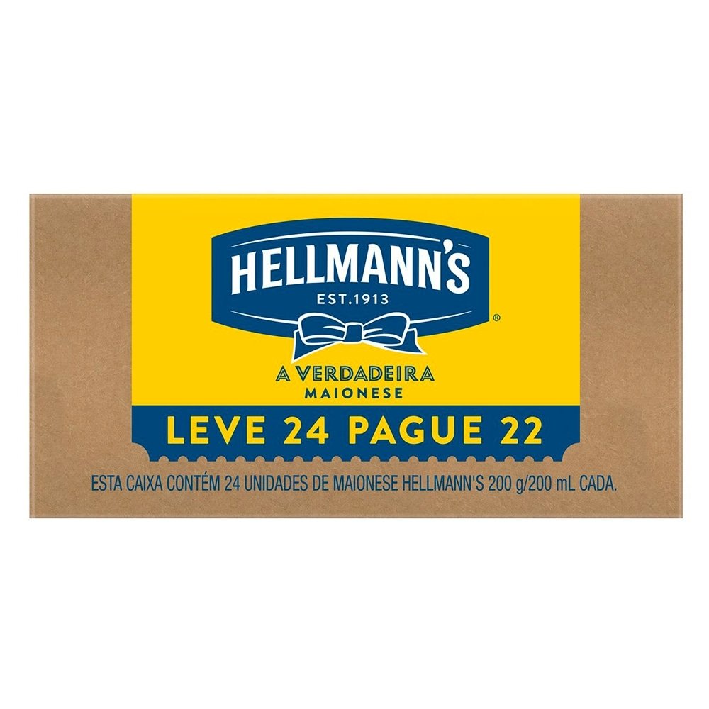 Maionese Hellmanns 200g - Embalagem com 24 Unidades