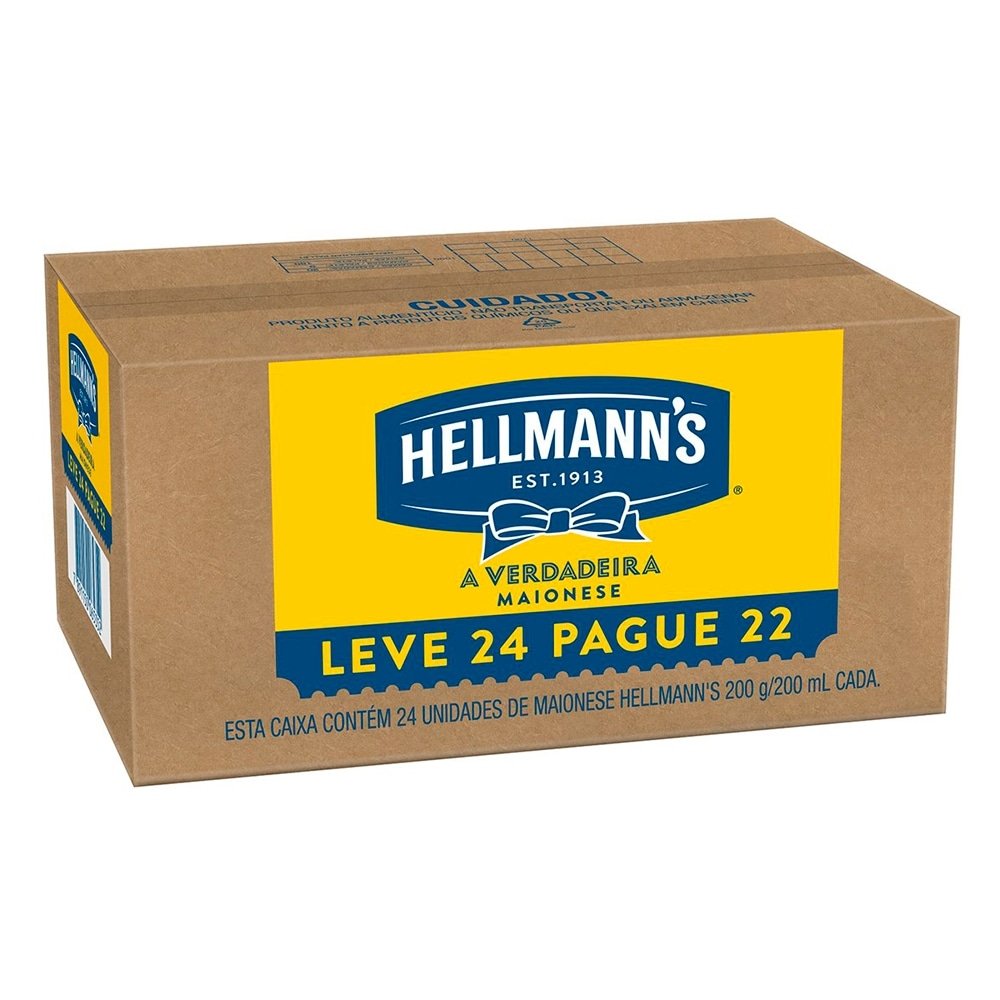Maionese Hellmanns 200g - Embalagem com 24 Unidades