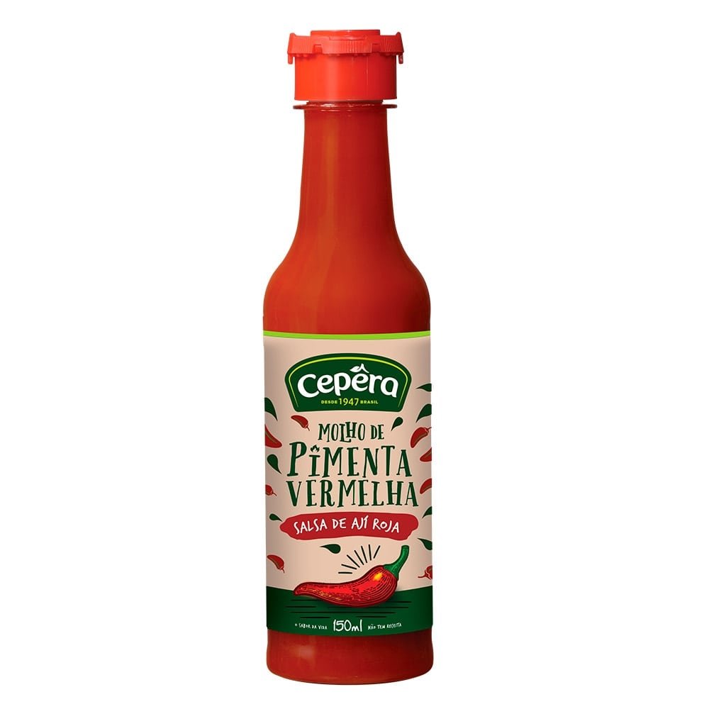 Molho Pimenta Vermelha Cepêra Frasco, 150ml - Embalagem com 12 Unidades