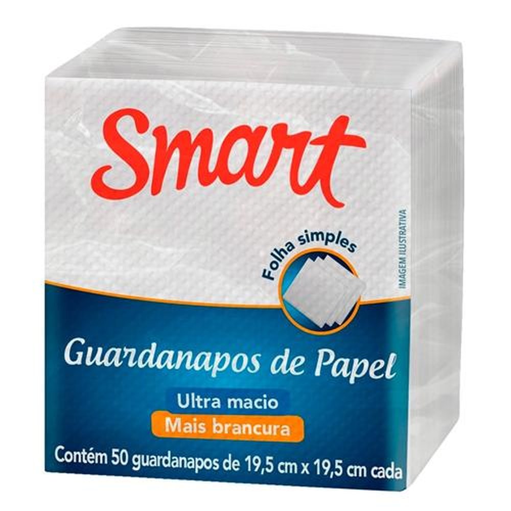 Guardanapo de Papel Smart 19,5 x 19,5cm 50 Folhas Embalagem com 72 Unidades