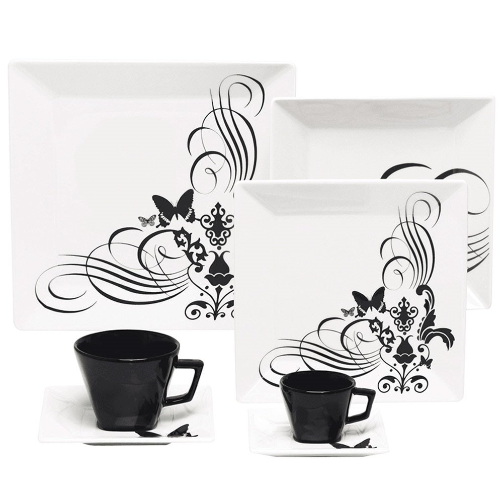 Aparelho de Jantar Chá Café Oxford Porcelana Quartier Tatoo 42 peças