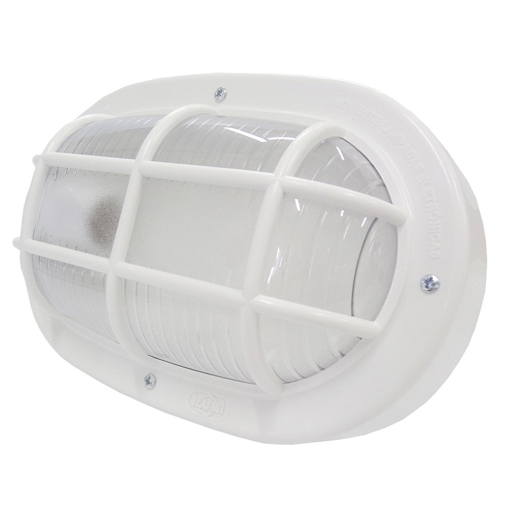 Luminária Tartaruga Ilumi E27 Espiral até 25W U até 23W ABS Tampa Policarbonato Branca