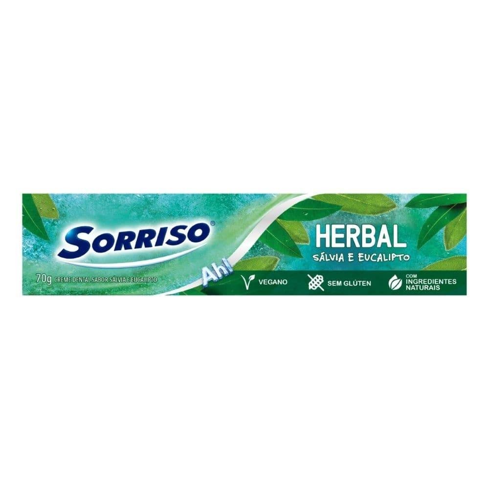 Creme Dental Sorriso Sálvia e Eucalipto Herbal 70g - Embalagem com 12 Unidades