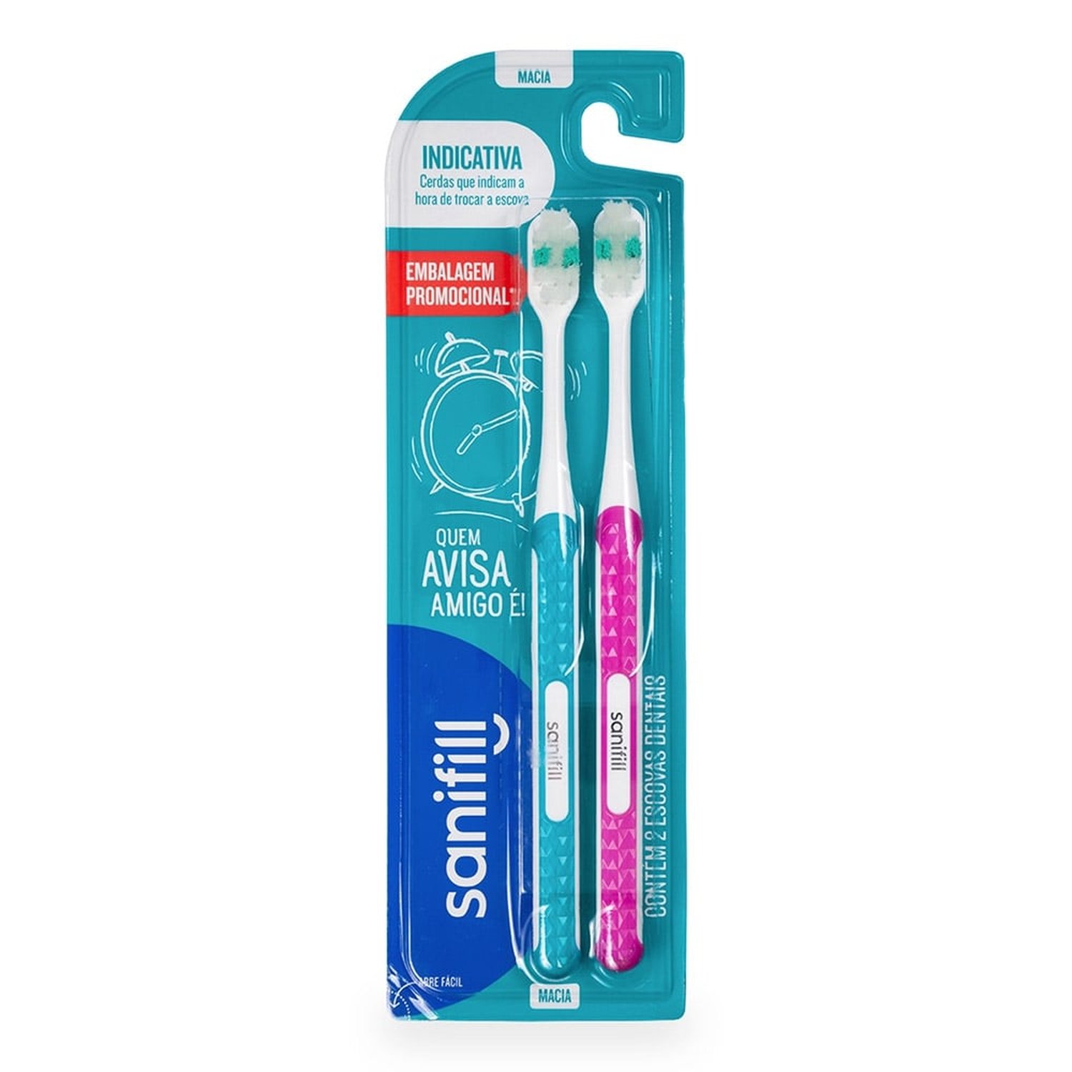 Escova Dental Sanifill Indicativa Macia Embalagem com 2 Unidades