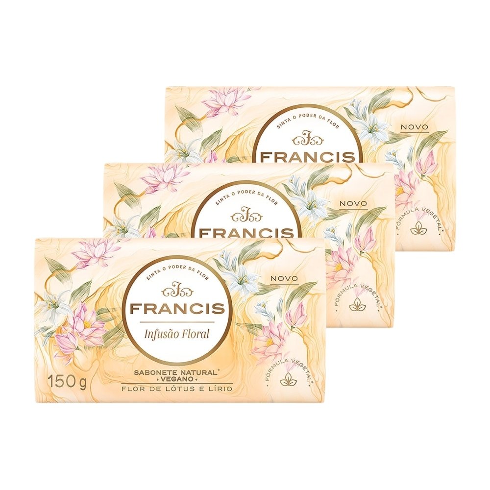 Sabonete Francis Infusão Floral Branco 150g - Embalagem com 3 Unidades