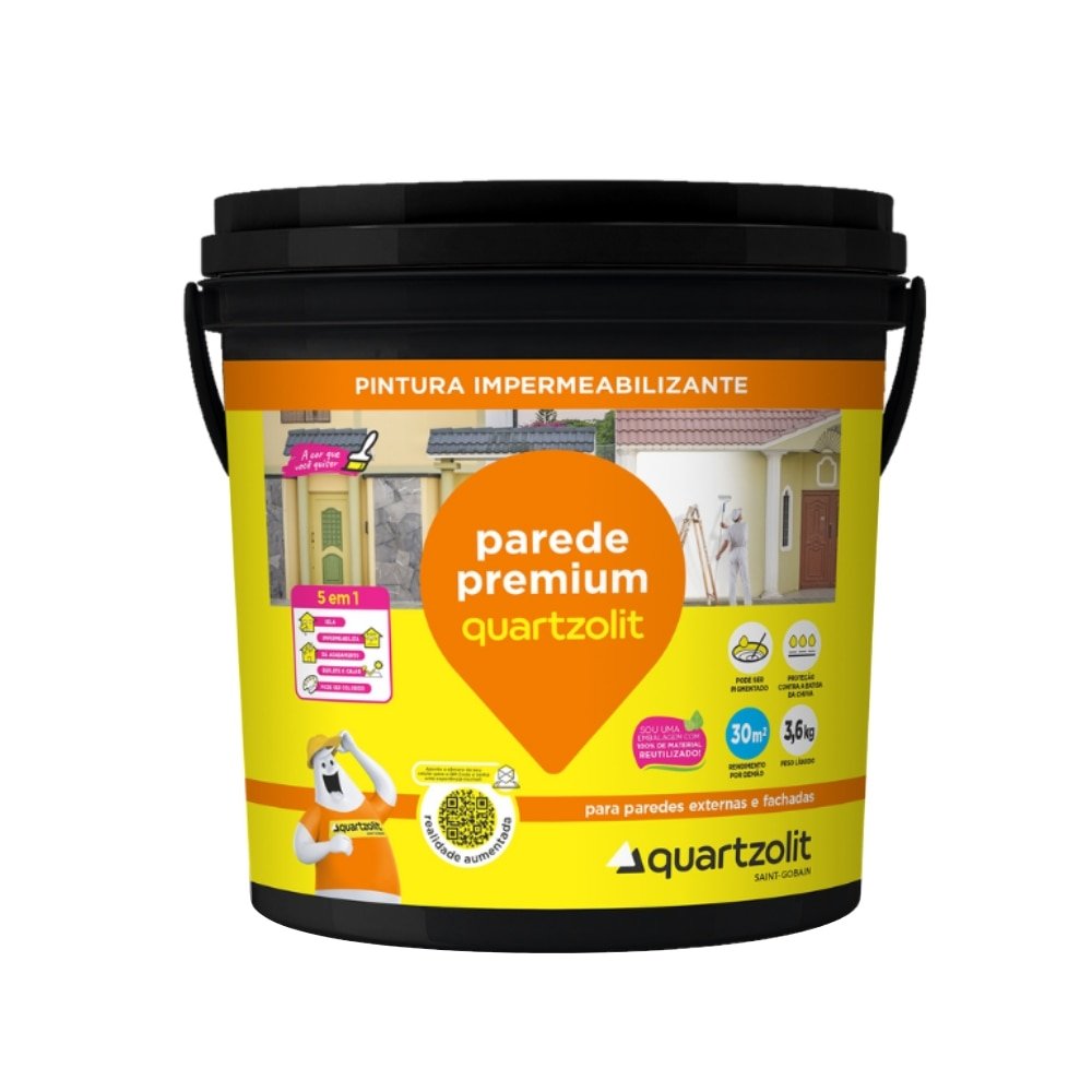 Parede Premium Quartzolit Impermeabilizante Branco Galão 3,6kg