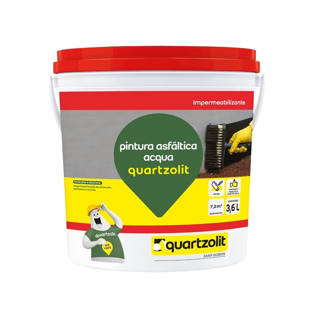 Pintura Asfáltica Acqua Quartzolit Impermeabilizante Galão 3,6 Litros