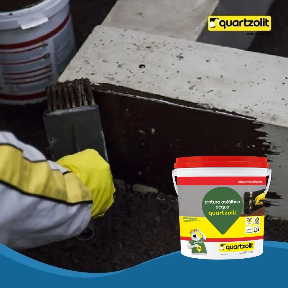 Pintura Asfáltica Acqua Quartzolit Impermeabilizante Galão 3,6 Litros