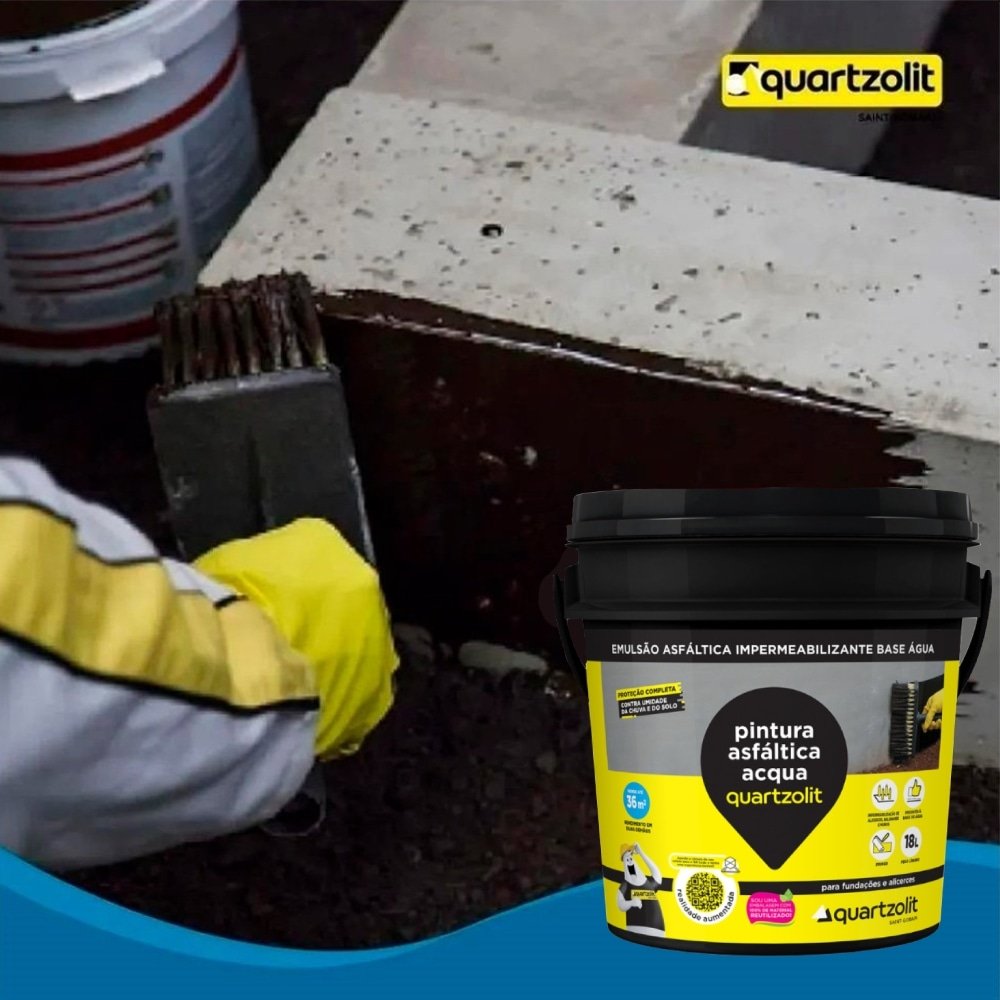 Pintura Asfáltica Acqua Quartzolit Impermeabilizante Balde 18 Litros