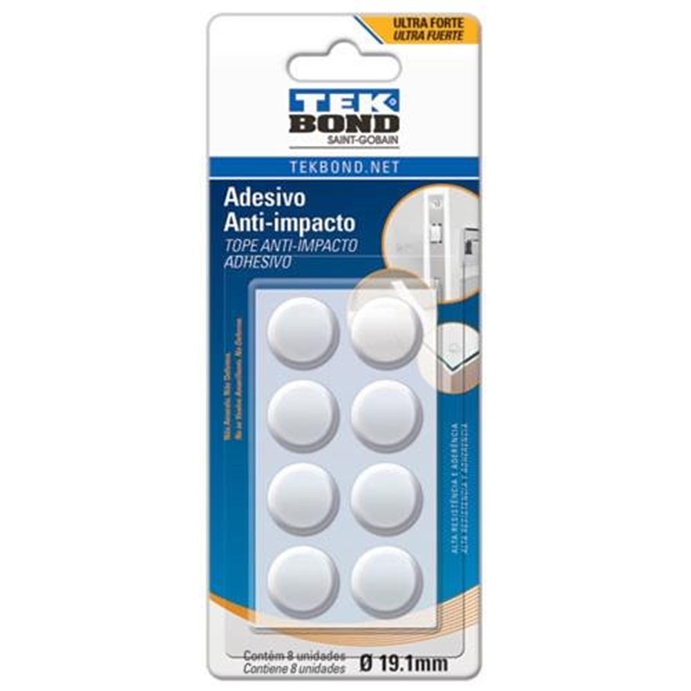 Protetor Tekbond Anti Impacto Redondo Médio 19,1mm Blister com 8 Unidades