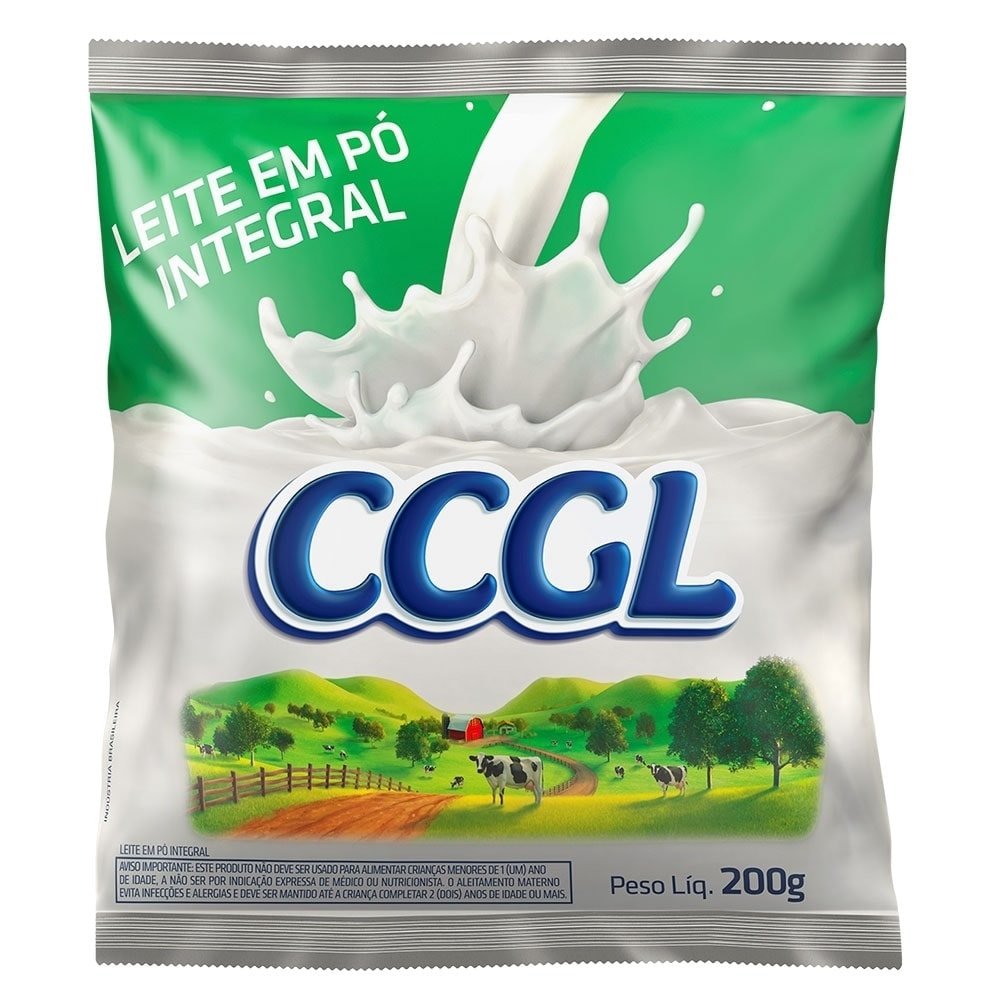 Leite em Pó CCGL Integral Sachê 200g - Embalagem com 50 Unidades