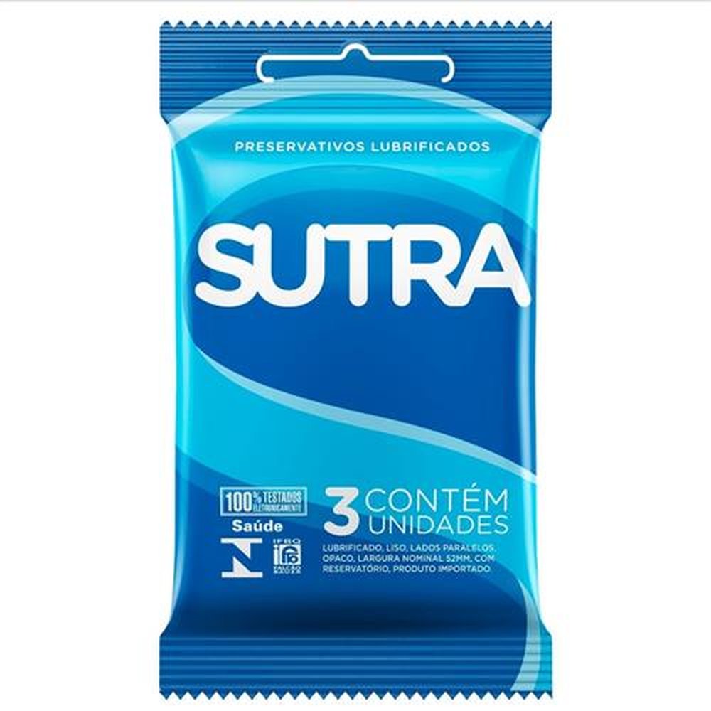 Preservativo Lubrificado Sutra 24 Embalagens com 3 Unidades