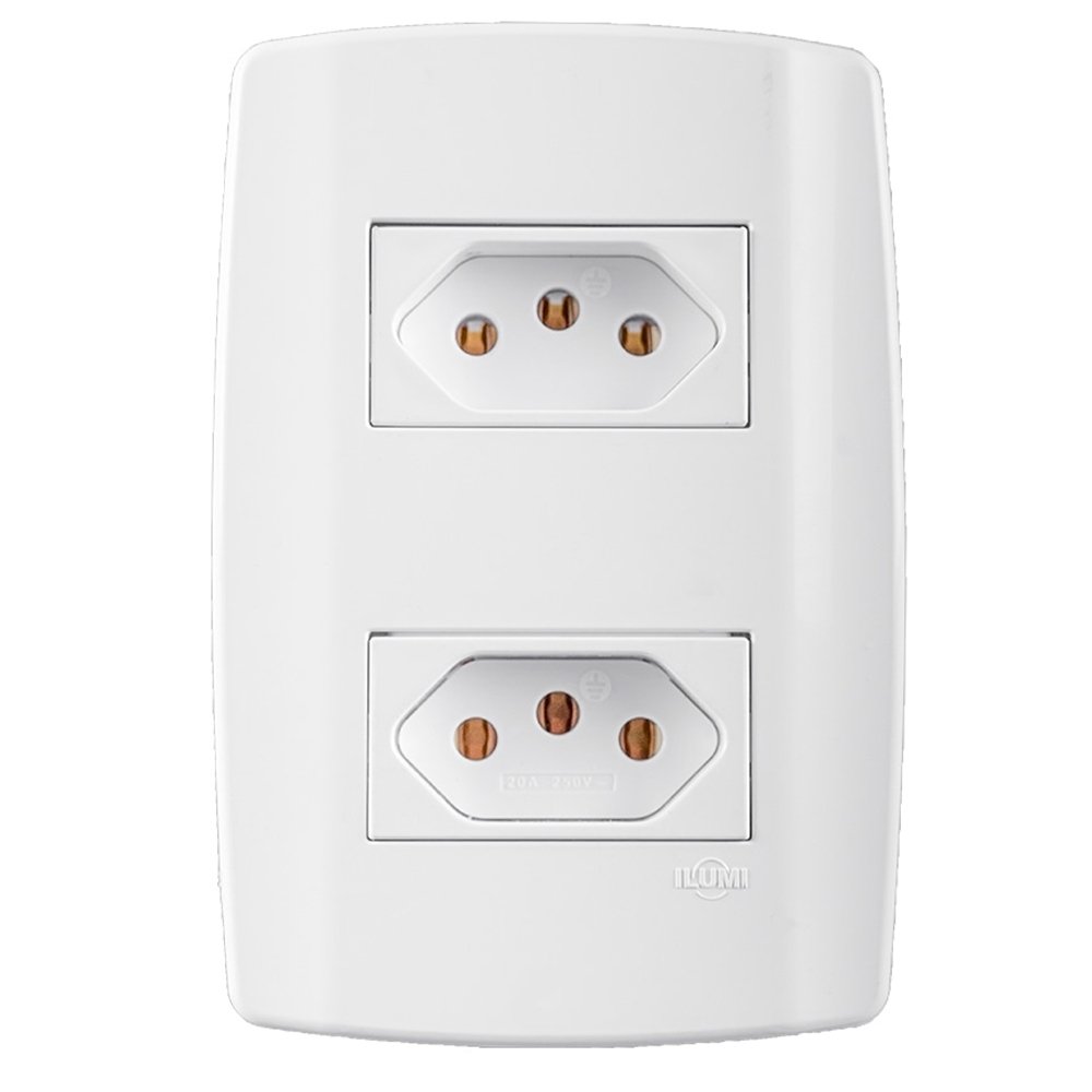Tomada Slim Ilumi Monobloco Dupla 2P+T 10A Com Placa 4X2