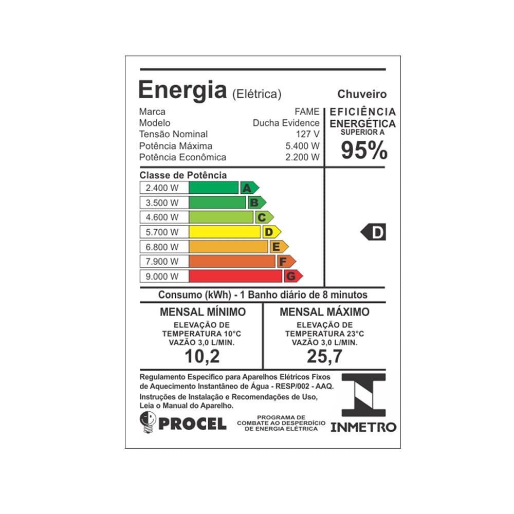 Chuveiro Ducha Fame Evidence 4 Temperaturas 5400W  110V