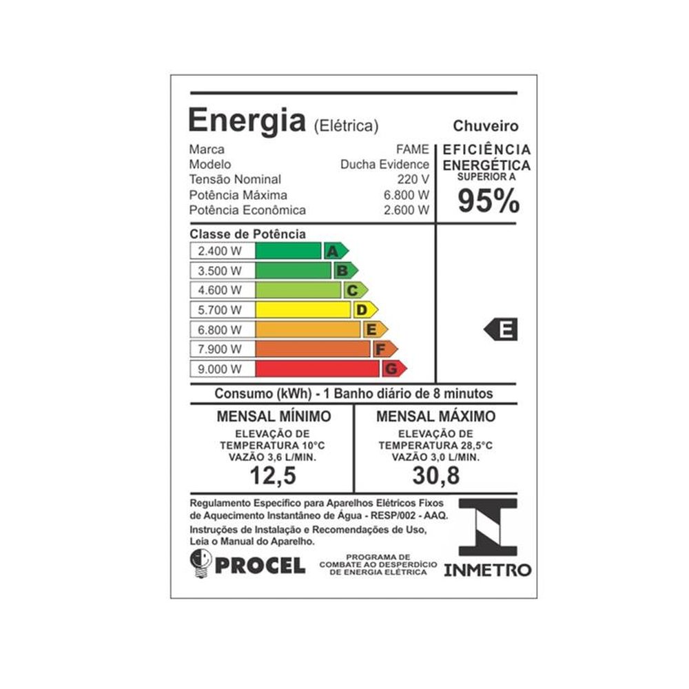 Chuveiro Ducha Fame Evidence 4 Temperaturas 6800w Martins Atacado