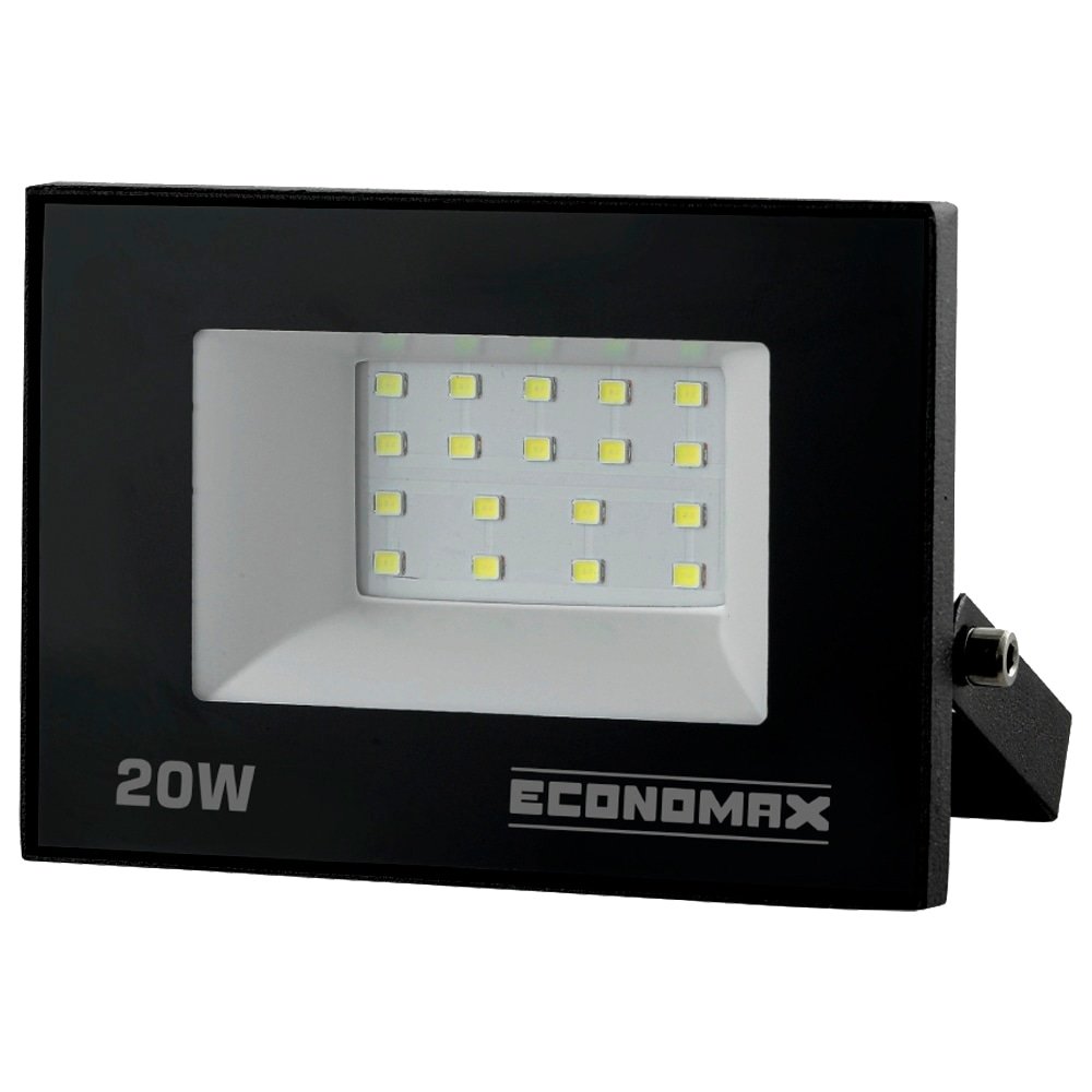 Refletor Economax Led 20W Slim Preto 6,5K 1200H